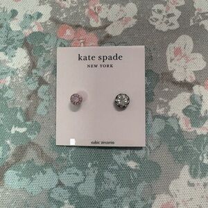 Kate Spade New York Pink and Silver Cubic Zirconia Stud Earrings